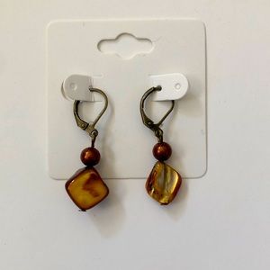 Brown pearl finish earrings